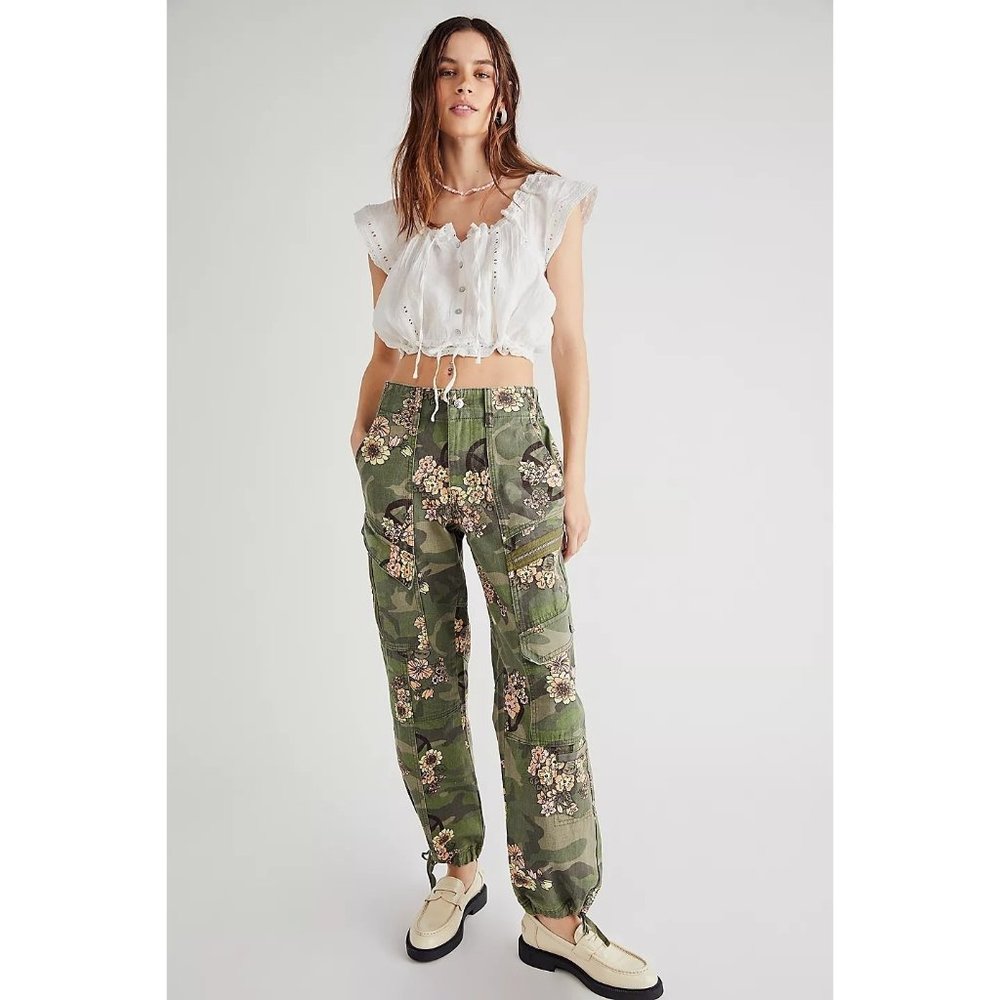 Free People Green Floral Joggers